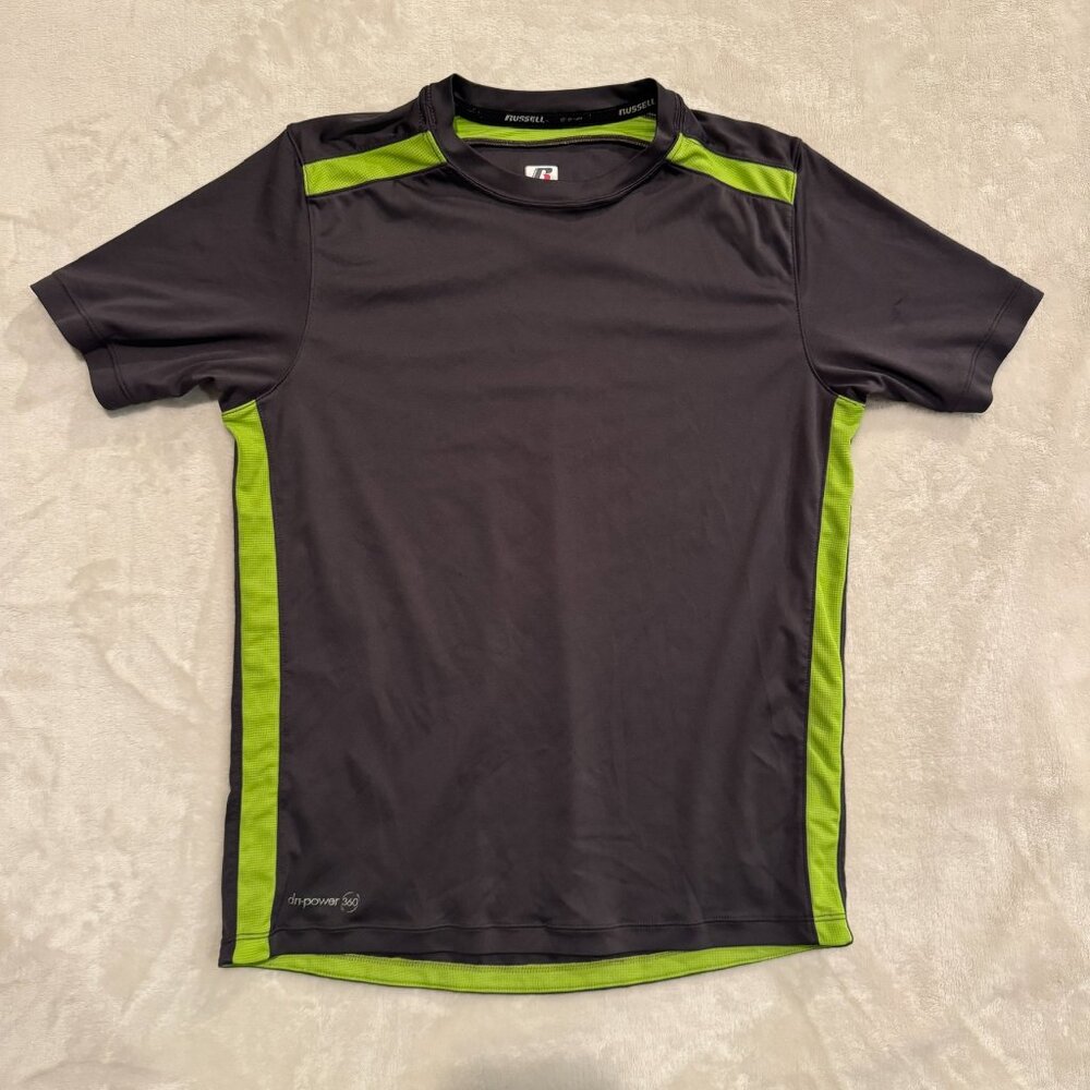 Russell Dri-Power 360 100% Polyester Gray Tee shirt Boys Size Large 10/12